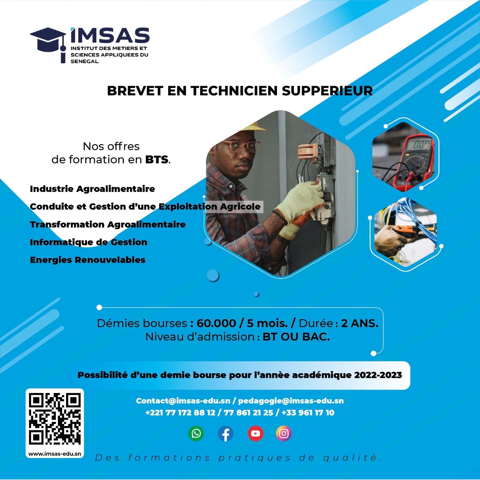 IMSAS annonce le lancement des formations en BTS Informatique de Gestion et Industries Agroalimentaires