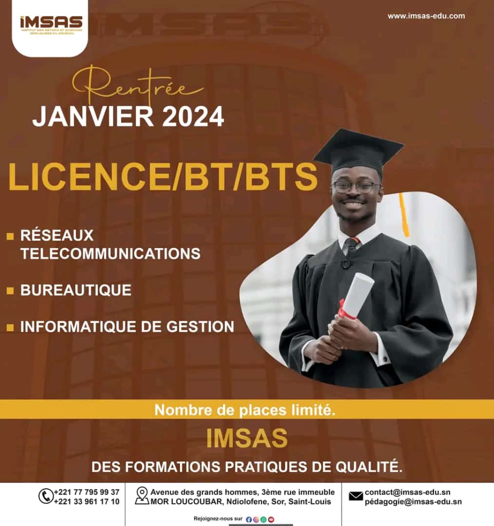 Nouvelles Opportunités Éducatives à l'IMSAS du Sénégal en Janvier